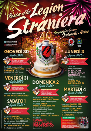 Da giovedì 30 luglio torna la festa della Legion Straniera in borgata San Giovanni a Fontanelle