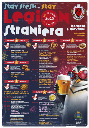 Giovedì 31 luglio l’edizione 2025 della Festa della Legion Straniera in Borgata S. Giovanni a Fontanelle