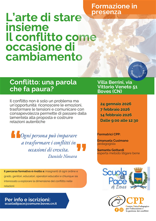 E' già sold out il workshop L’arte di stare insieme. Il conflitto come occasione di cambiamento della Scuola di Pace