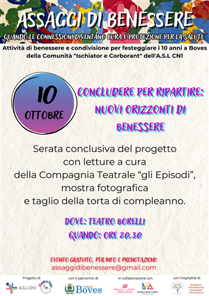 Venerdì 10 ottobre con la Compagnia degli Episodi si festeggiano i 10 anni della Comunità "Ischiator e Corborant" dell'A.S.L CN1