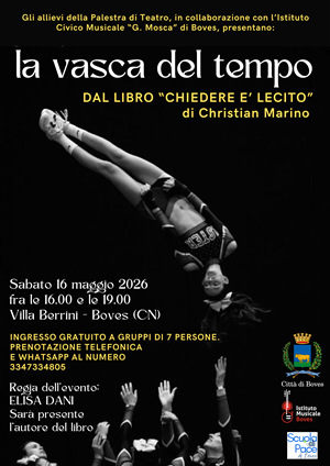 Sabato 16 maggio l’evento La vasca del tempo, tratto dal libro Chiedere è lecito di Christian Marino