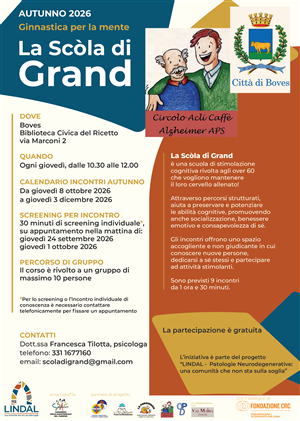 Da ottobre a dicembre tornano gli appuntamenti della Scòla di Grand, ginnastica per la mente