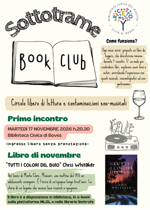 Nuovo gruppo di lettura per giovani/adulti - Martedì 17 novembre 2026 h.20.30 - Biblioteca civica di Boves