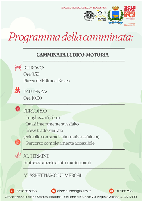 Domenica 10 maggio la Camminata solidale promossa dall'Associazione italiana Sclerosi Multipla