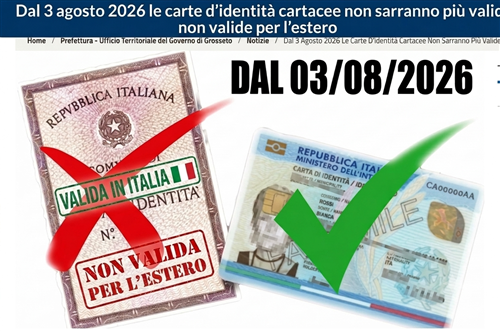 Carte didentità: quella cartacea rimane valida in Italia per alcune specifiche situazioni. Non si più usare per andare allestero. Si consiglia comunque di dotarsi della Cie il prima possibile
