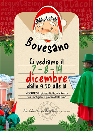 Domenica 7, lunedì 8 e domenica 14 dicembre torna il Babbo Natale Bovesano