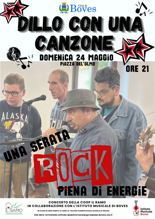 Domenica 24 maggio...Dillo con una canzone! Una serata rock da non perdere con la cooperativa il Ramo