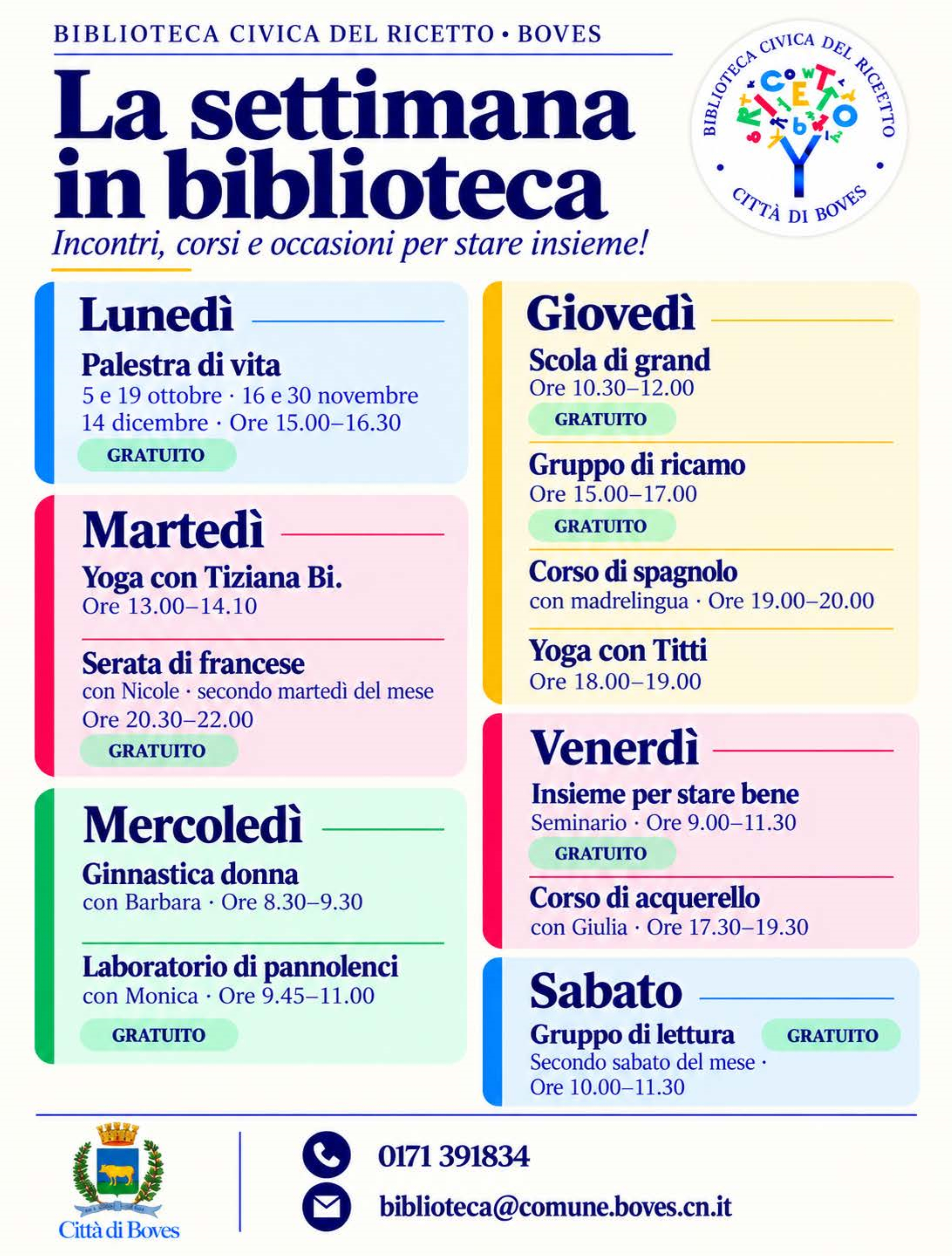La settimana in biblioteca. Incontri, corsi e occasioni per stare insieme!
