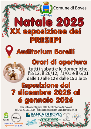 Dal 7 dicembre 2025 al 6 gennaio 2026 torna a Boves l’esposizione dei presepi a cura dell’associazione Il Bucaneve