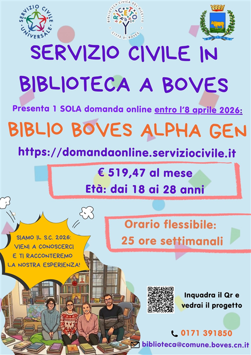 Servizio civile in Biblioteca: hai tempo fino all'8 aprile per fare domanda!